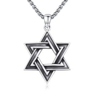 Sterling Silver Star Of David Pendant Necklace for Men-3