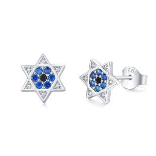 Sterling Silver Star Of David Stud Earrings-29