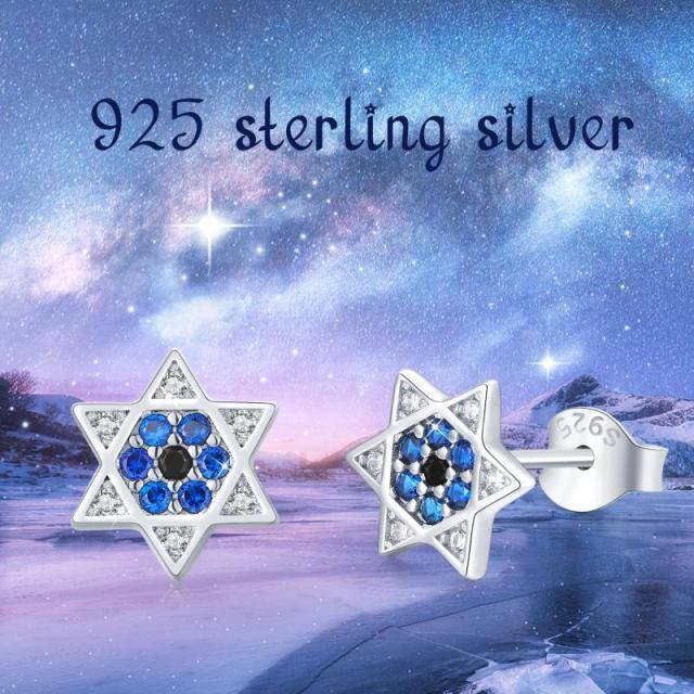 Sterling Silver Star Of David Stud Earrings-5