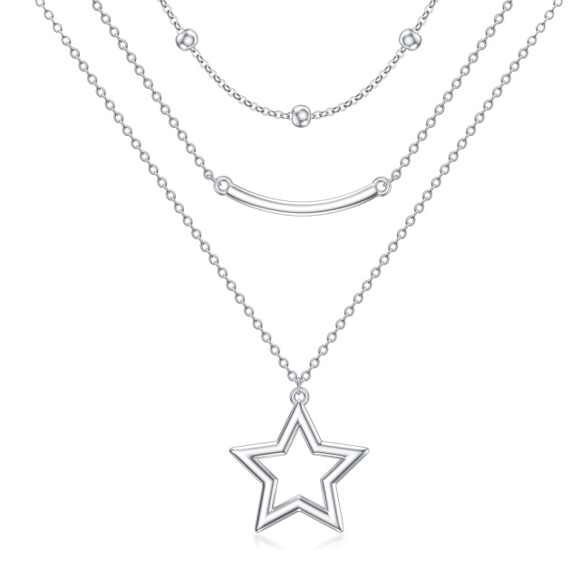 Sterling Silver Star Layered Necklace-1