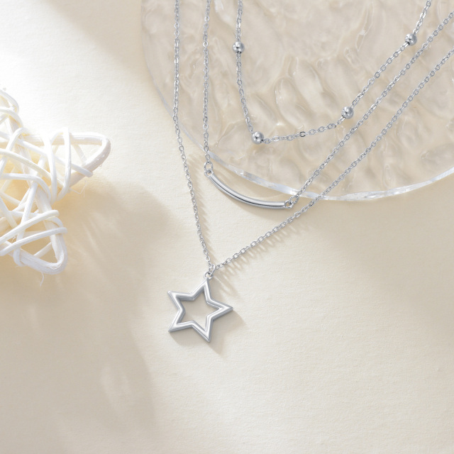 Sterling Silver Star Layered Necklace-3