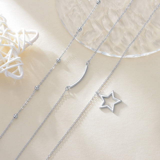 Collana a strati con stelle in argento sterling-4