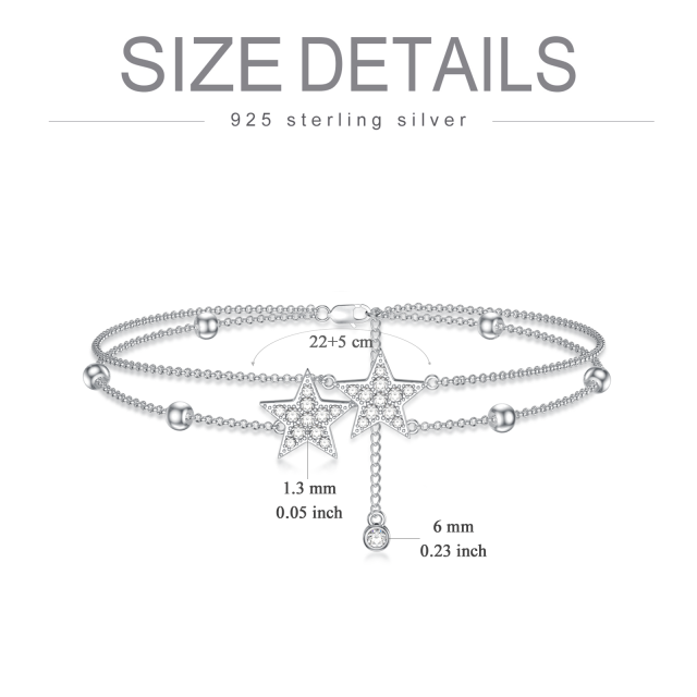 Bracelet de cheville en argent sterling avec étoile en zircon cubique et multicouches-5