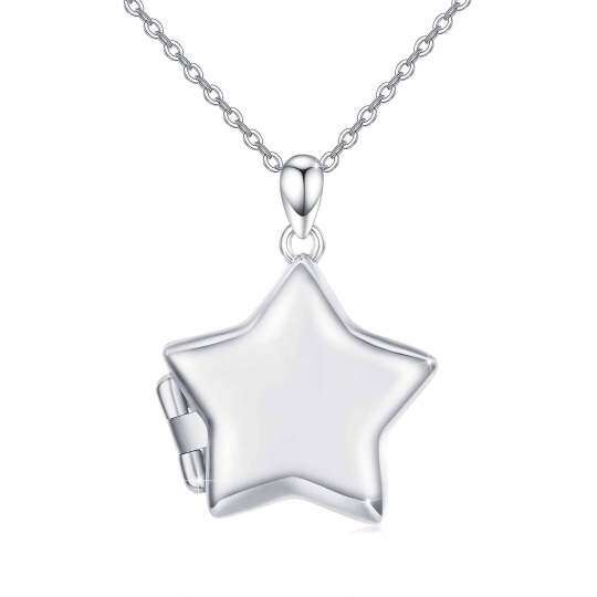 Sterling Silver Star Personalized Photo Locket Necklace