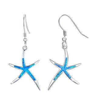 Sterling Silver Opal Starfish Drop Earrings-48