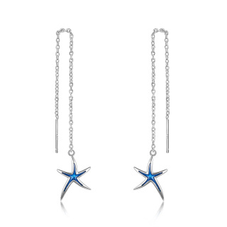 Sterling Silver Starfish Drop Earrings-6