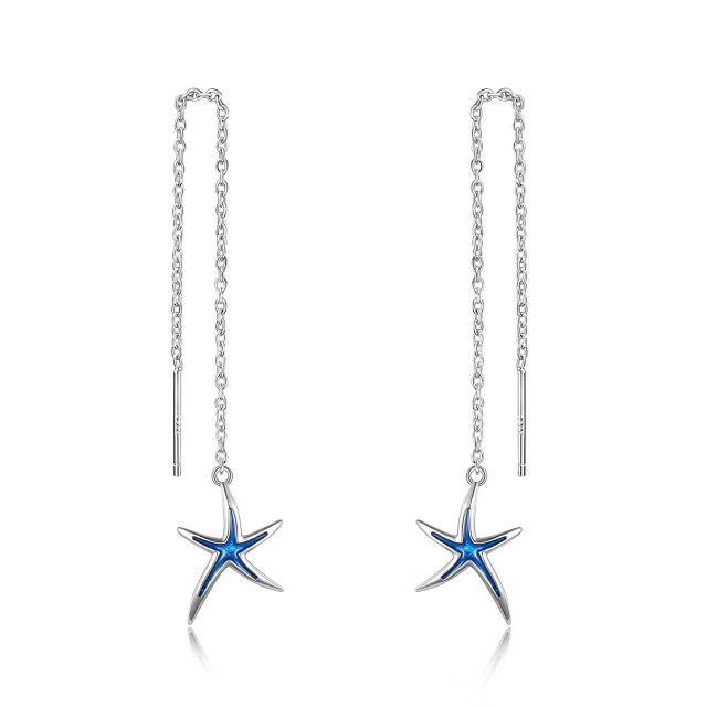 Sterling Silver Starfish Drop Earrings-1