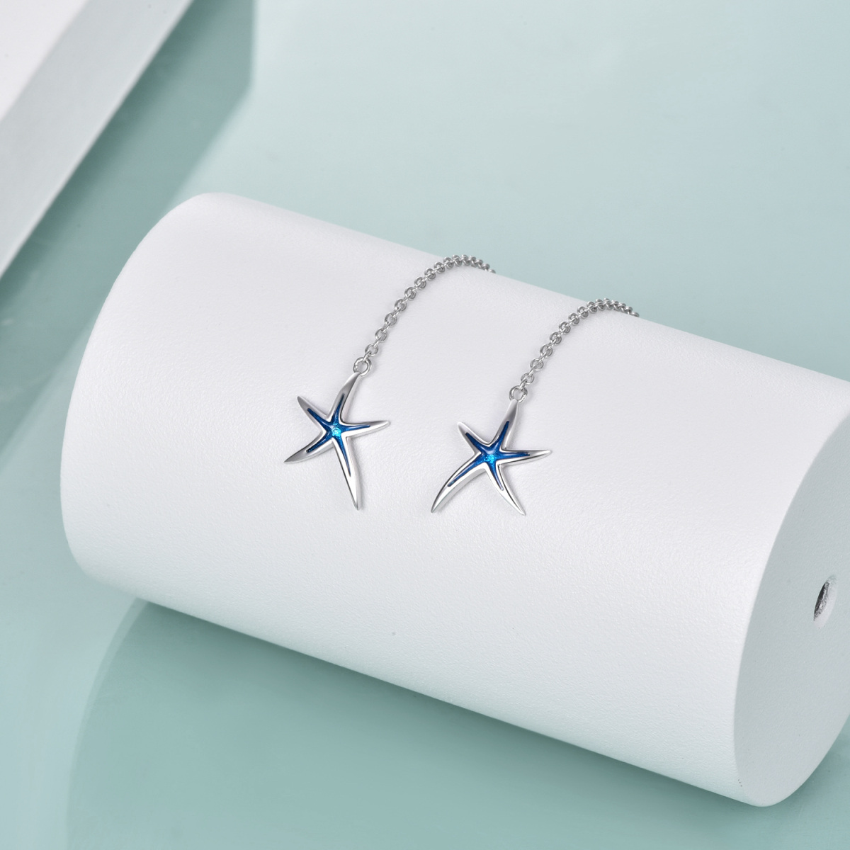 Sterling Silver Starfish Drop Earrings-4