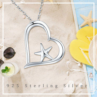 Sterling Silver Starfish & Heart Pendant Necklace-31