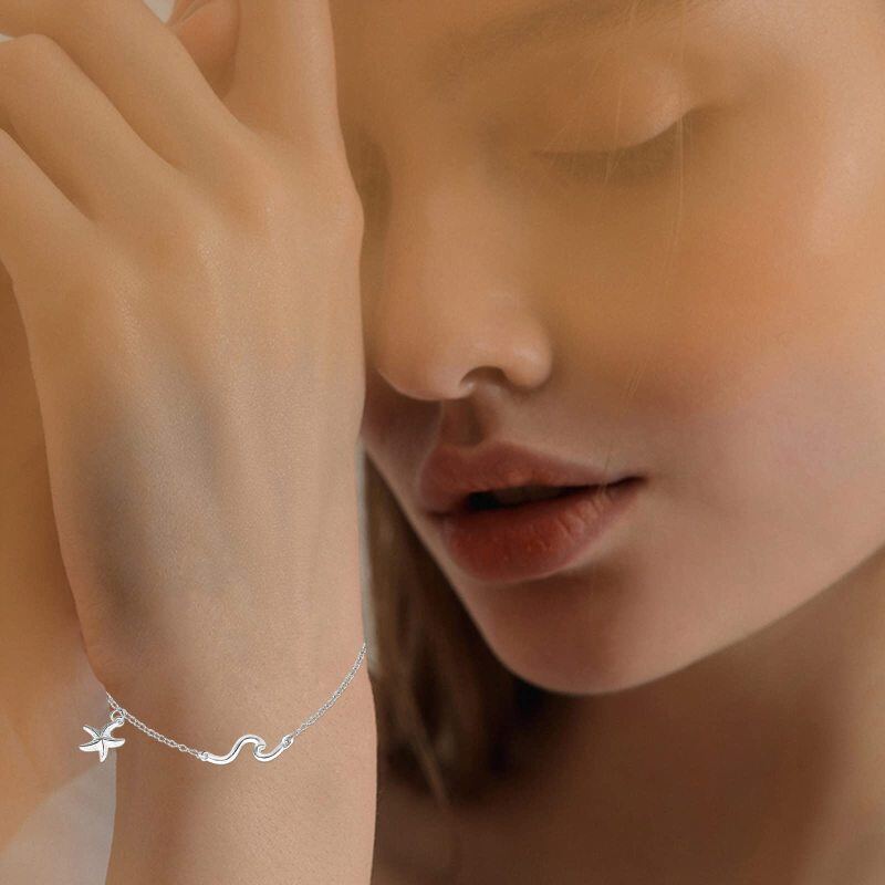 Sterling Silver Starfish Charm Bracelet-2