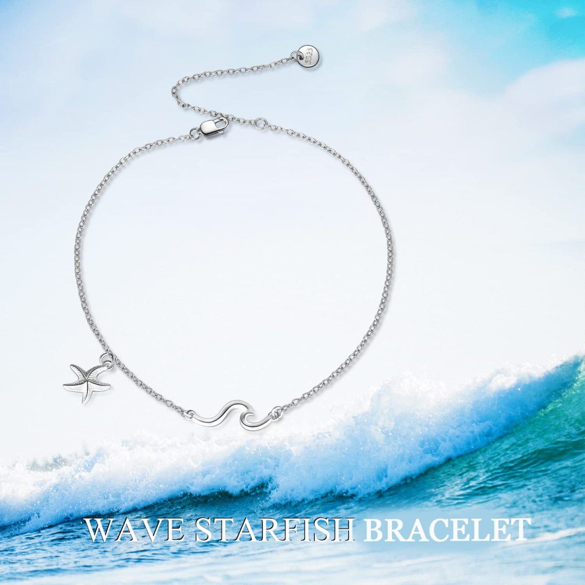 Bracelet en argent sterling avec pendentif étoile de mer-3