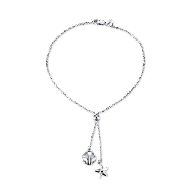 Sterling Silver Starfish & Shell Single Layer Anklet-1