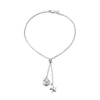 Sterling Silver Starfish & Shell Single Layer Anklet-29