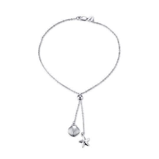 Sterling Silver Starfish & Shell Single Layer Anklet