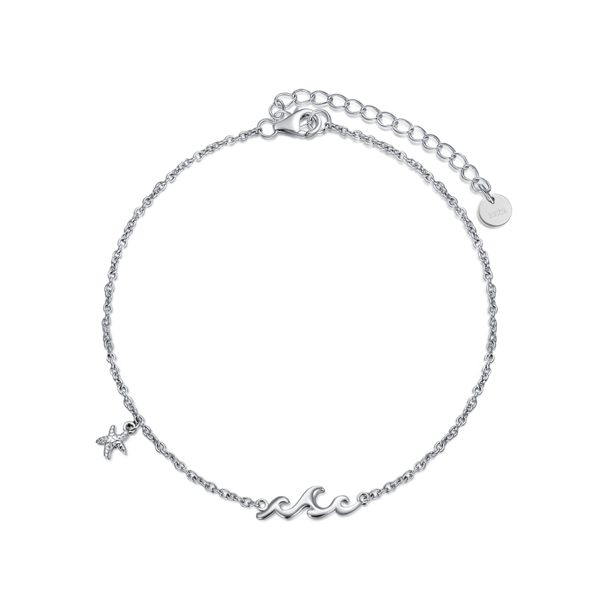 Bracelet de cheville en argent sterling avec étoile de mer à une couche-1