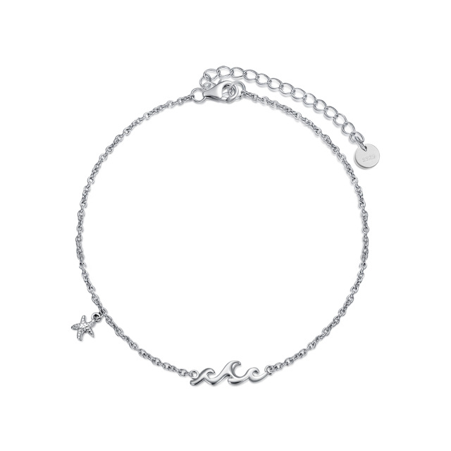 Bracelet de cheville en argent sterling avec étoile de mer à une couche-1