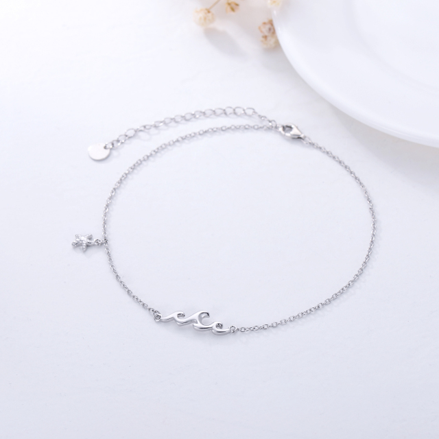 Sterling Silver Starfish Single Layer Anklet-3