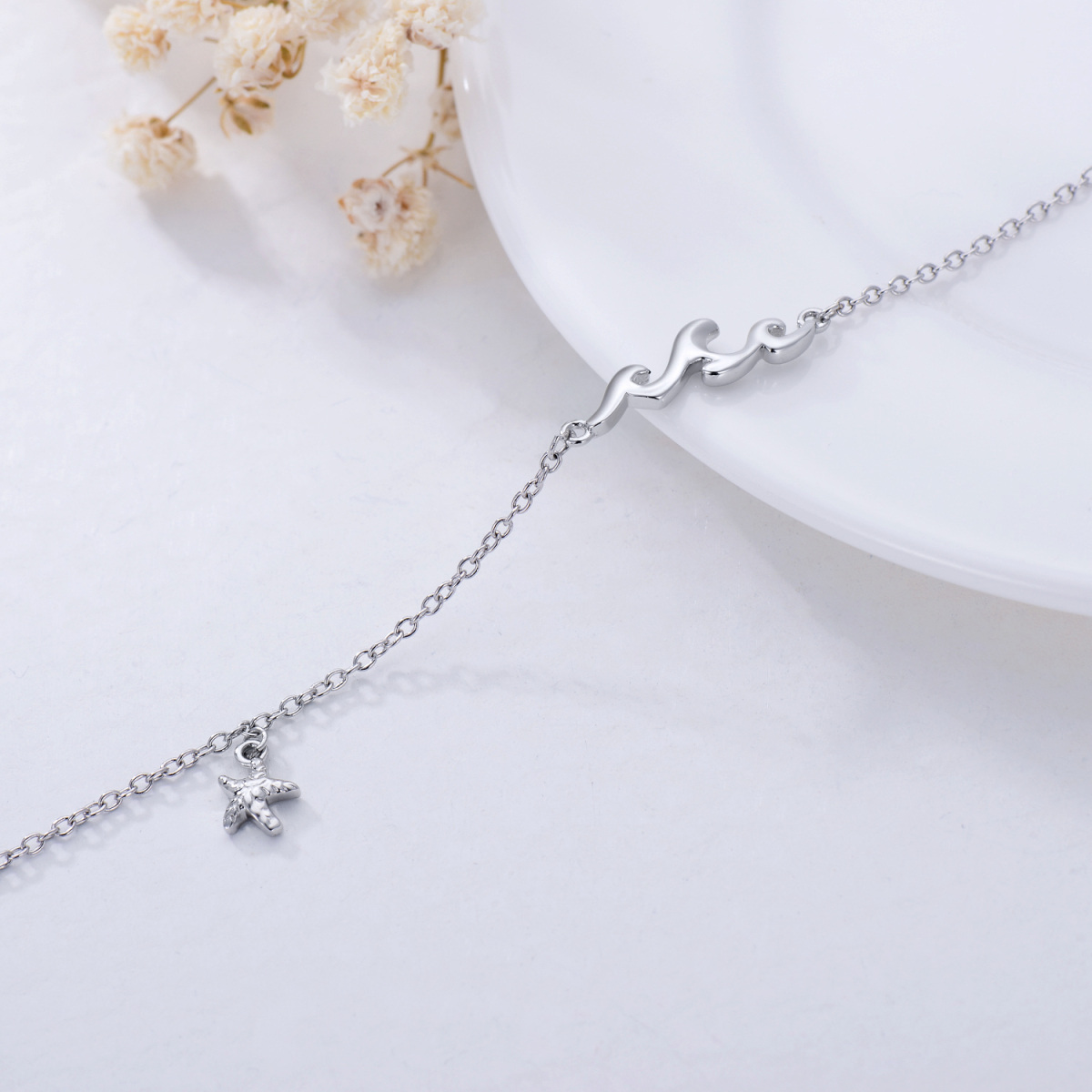 Sterling Silver Starfish Single Layer Anklet-4