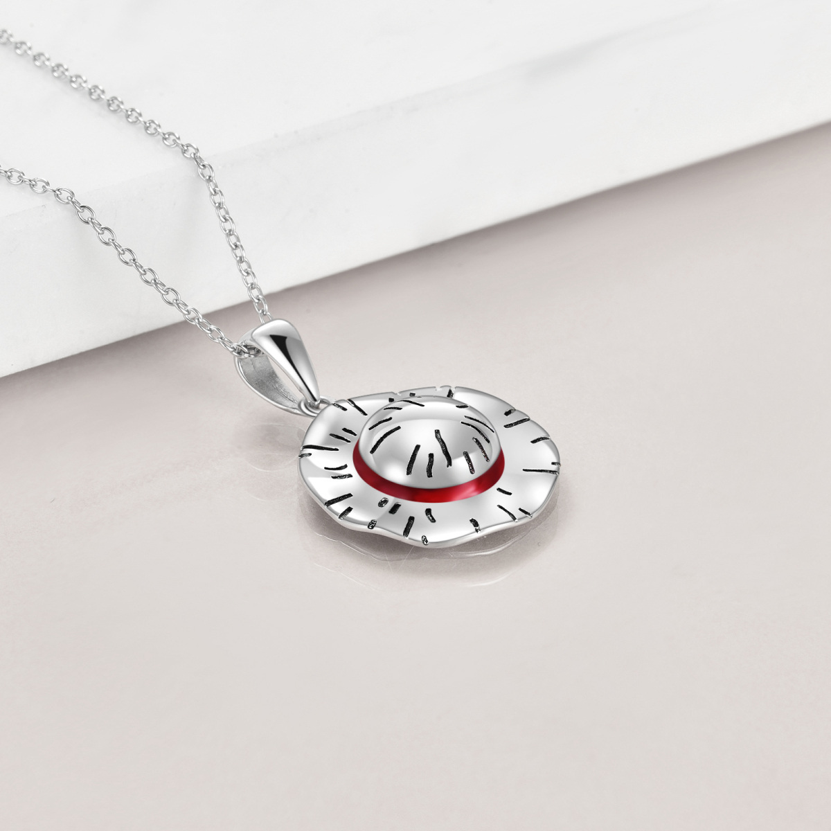 Collier à pendentif chapeau de paille en argent sterling-5