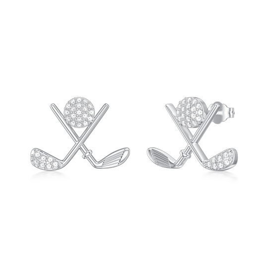 Boucles d'oreilles à tige en argent sterling et oxyde de zirconium