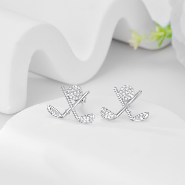 Boucles d'oreilles à tige en argent sterling et oxyde de zirconium-3