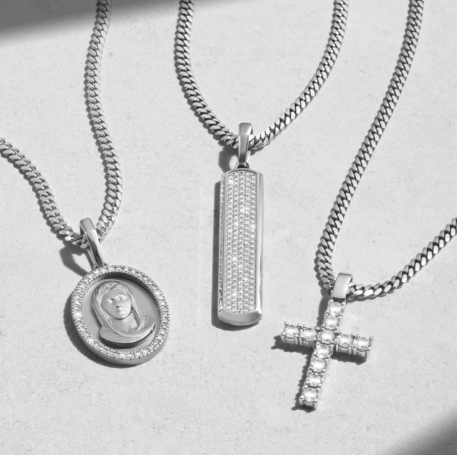 Sterling Silver Studded St. Mary Pendant-3