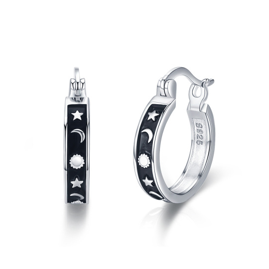 Orecchini a cerchio sole in argento sterling