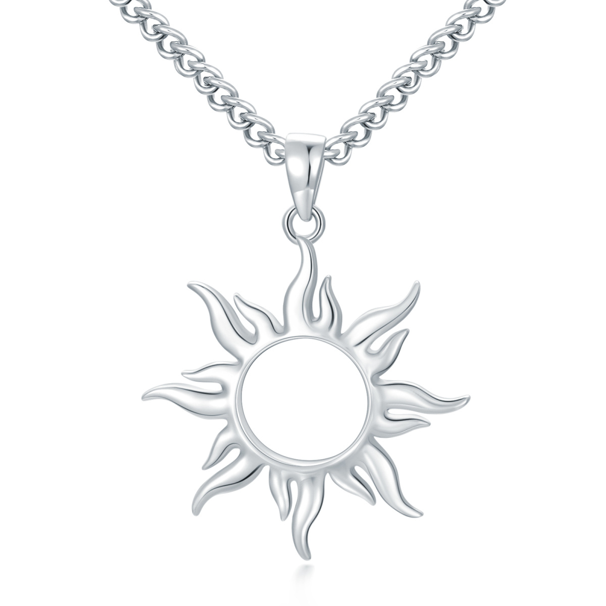 Sterling Silver Sun Pendant Necklace-1