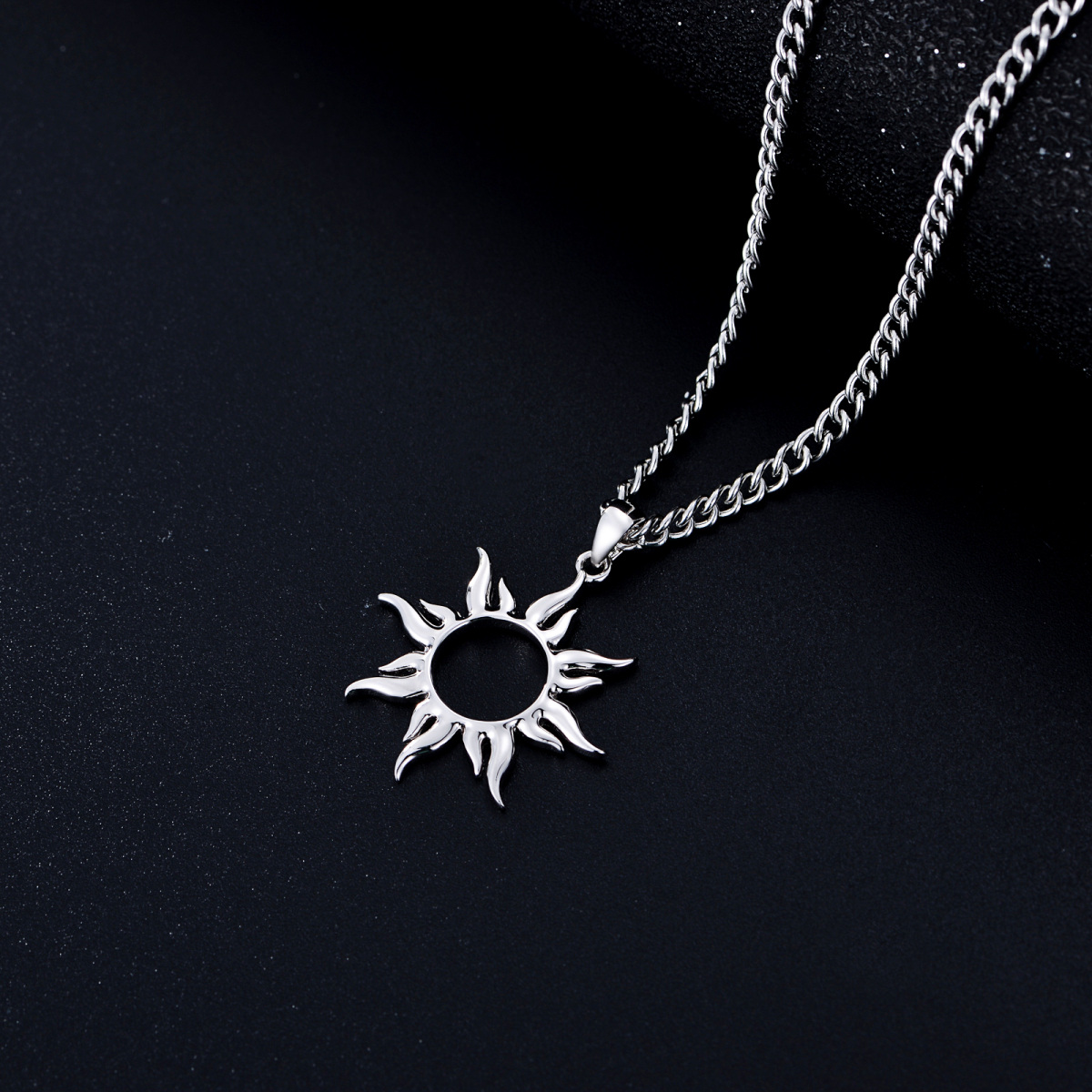 Collier pendentif soleil en argent sterling-3