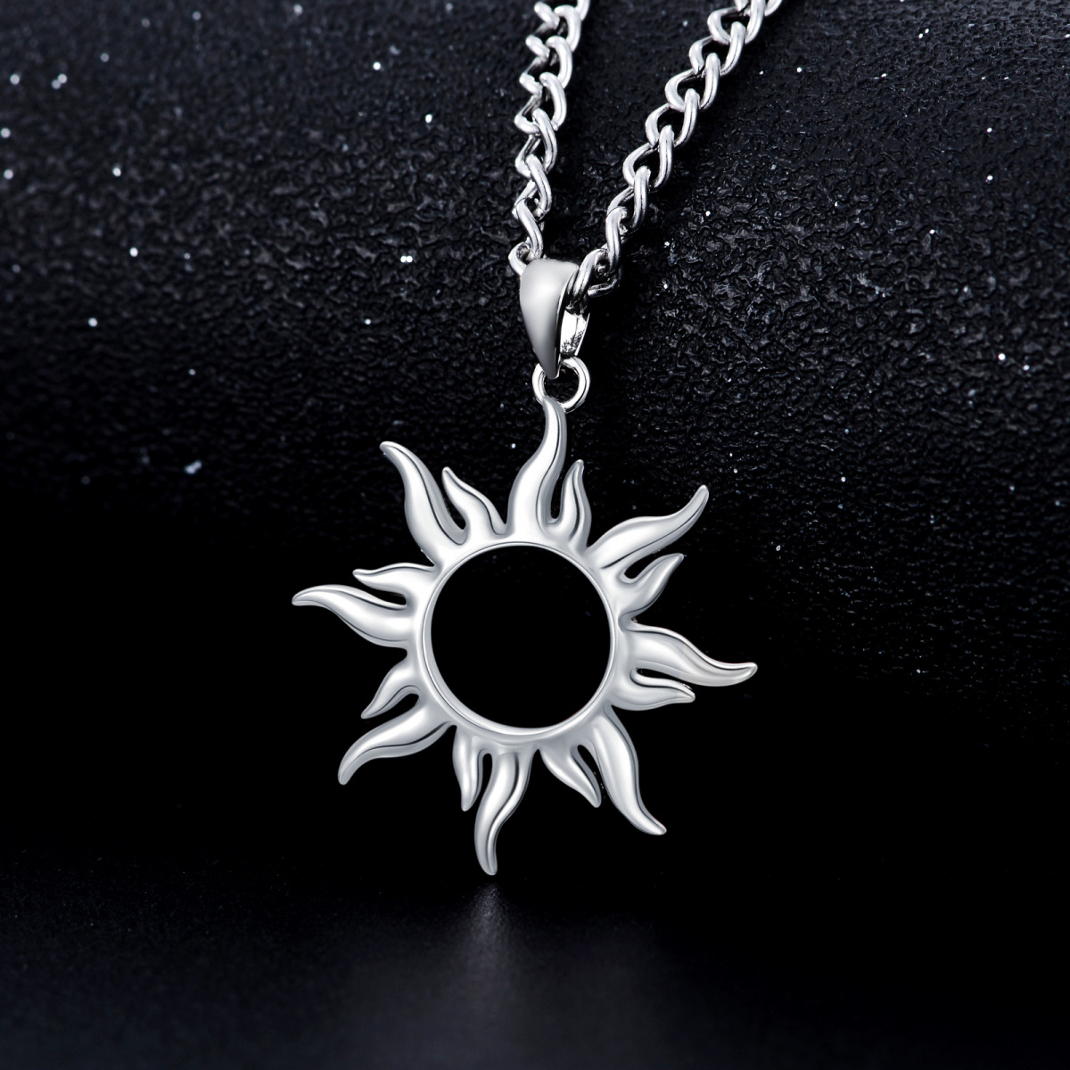 Collier pendentif soleil en argent sterling-4