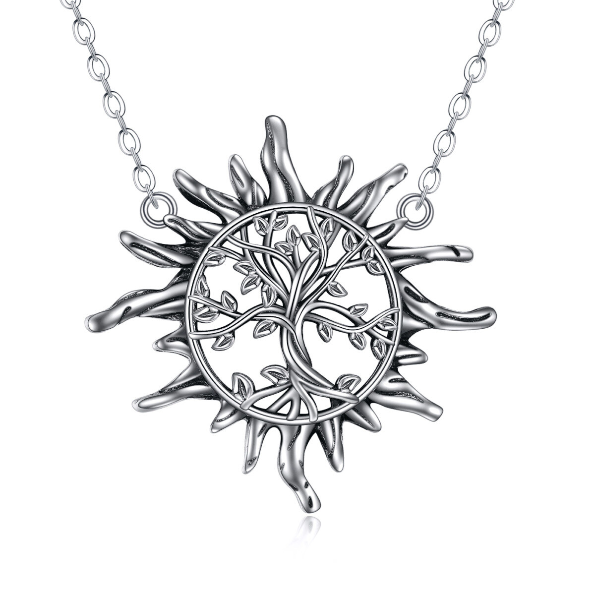 Collana con ciondolo a forma di sole in argento sterling-1