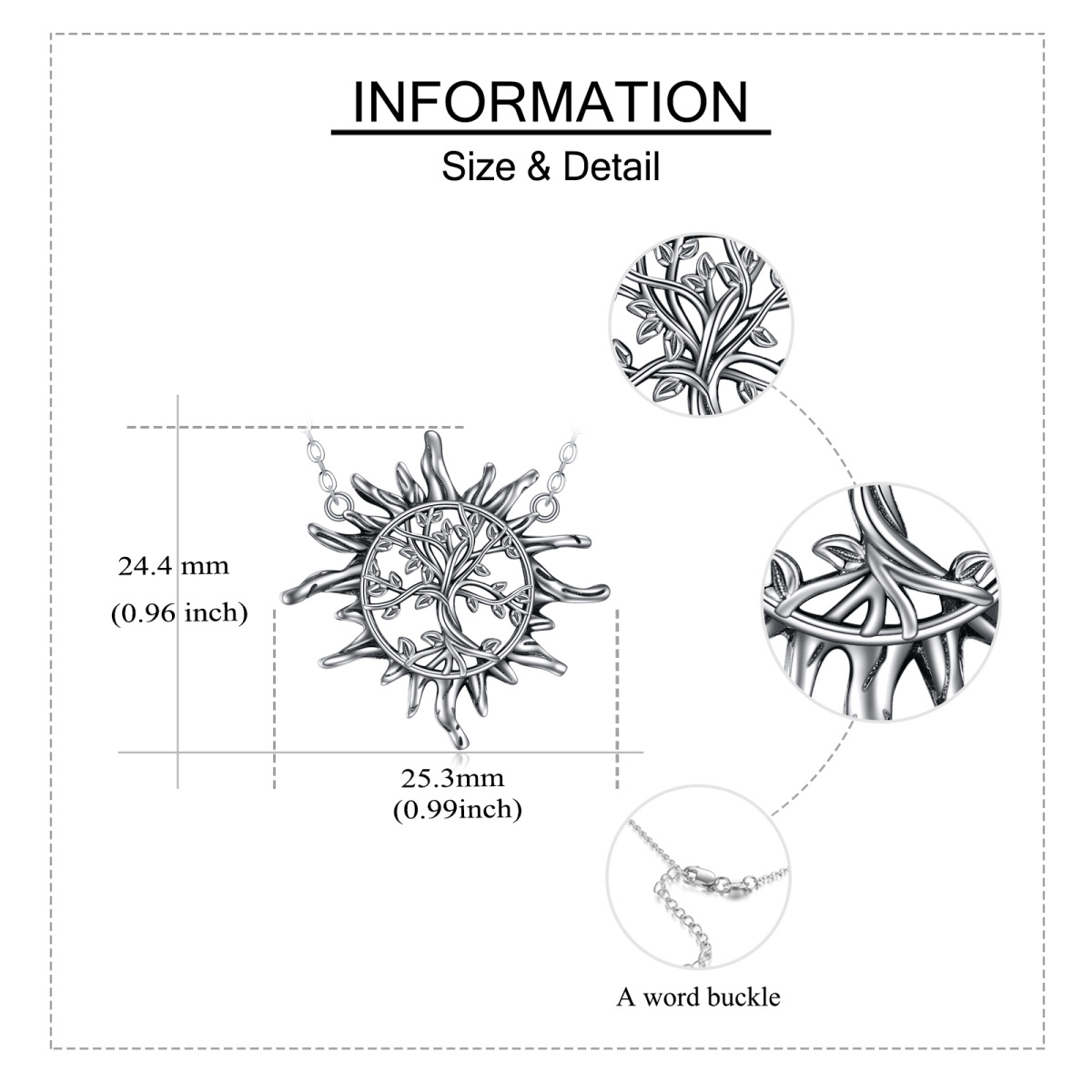 Sterling zilveren zon hanger ketting-3