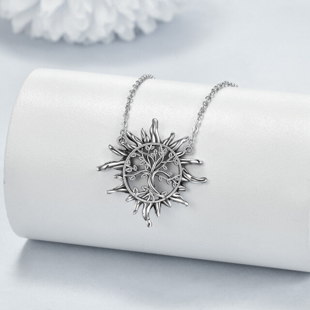 Sterling Silver Sun Pendant Necklace-4