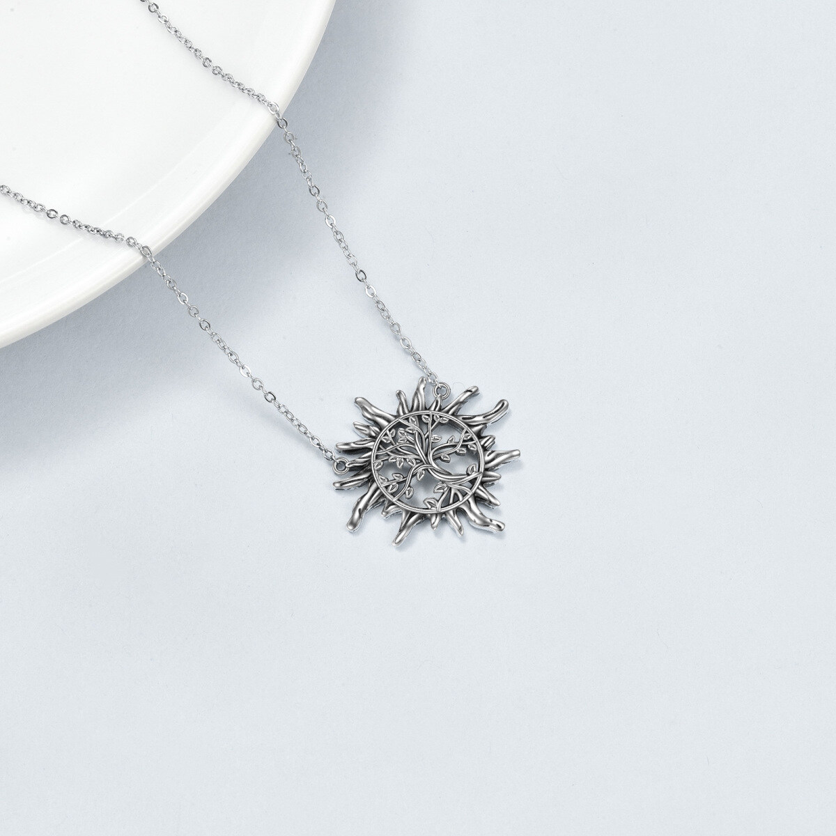 Sterling Silver Sun Pendant Necklace-5