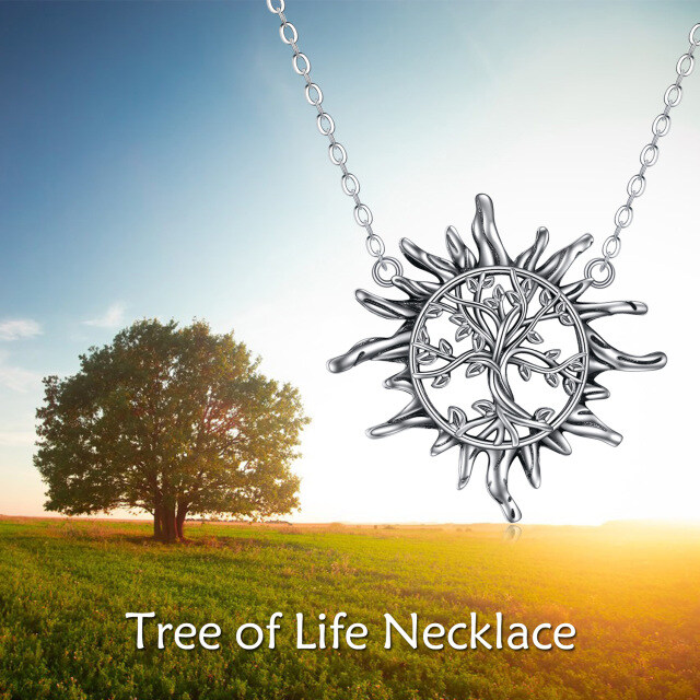 Sterling Silver Sun Pendant Necklace-6