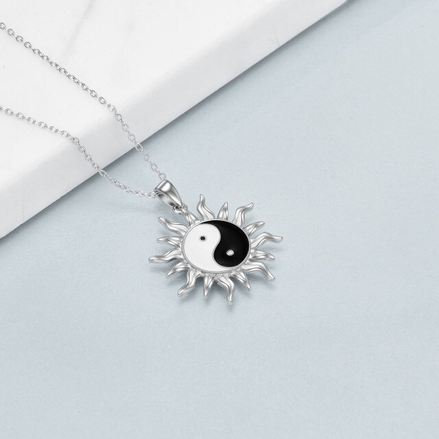 Collier en argent sterling avec pendentif soleil et yin yang-4