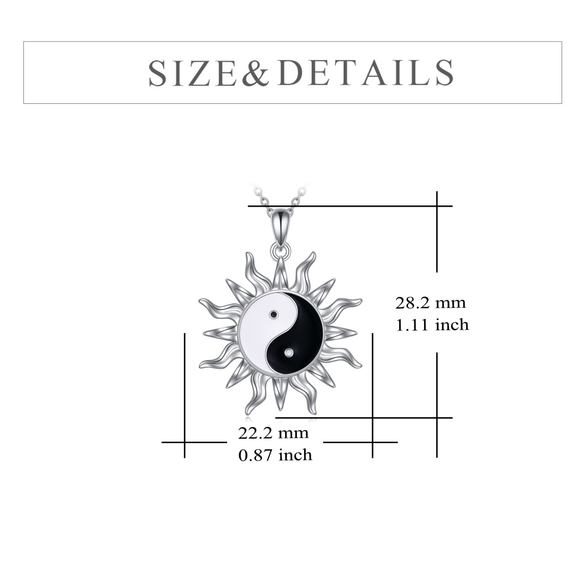 Sterling Silver Sun & Yin Yang Pendant Necklace-5