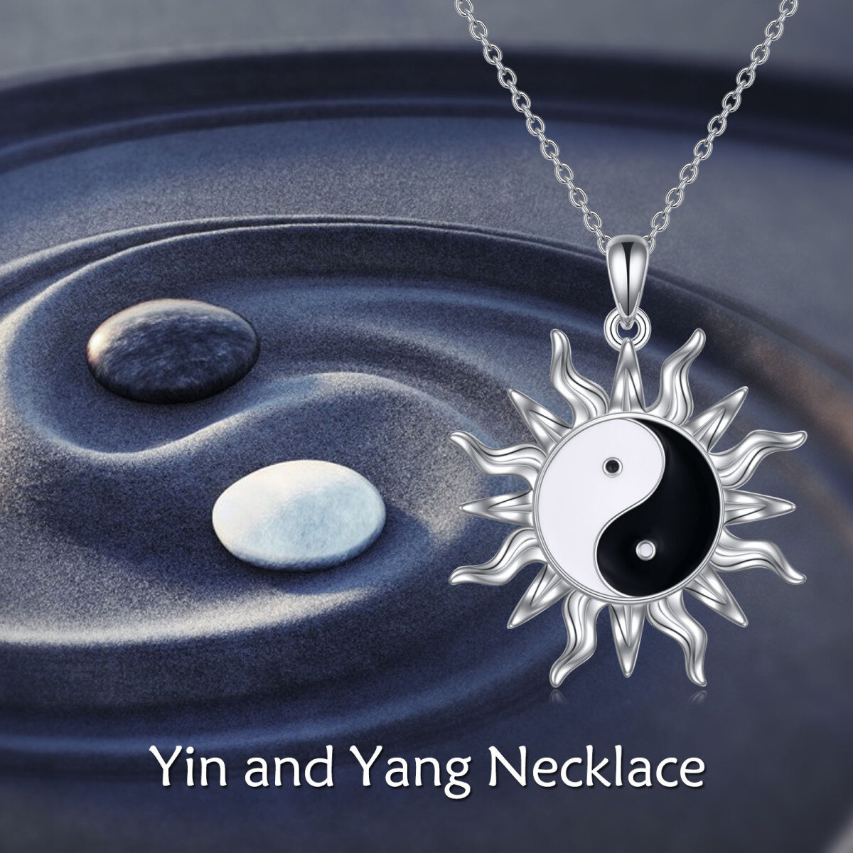 Collar Colgante Sol y Yin Yang de Plata de Ley-6