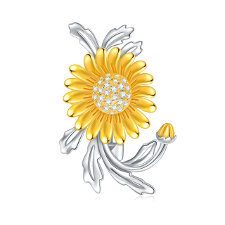 925 Sterling Silver Sunflower Brooch Pin Gift For Women Men Son-2