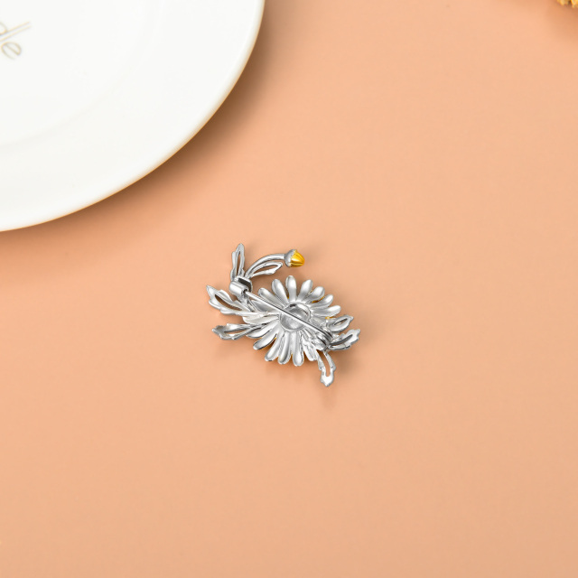 Broche de girasol de plata de ley 925, regalo para mujeres, hombres, hijos-4