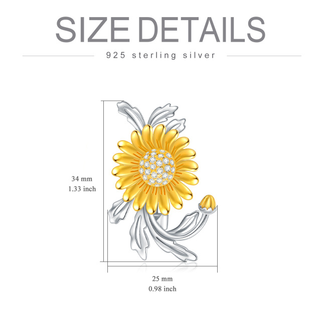 925 Sterling Silver Sunflower Brooch Pin Gift For Women Men Son-5