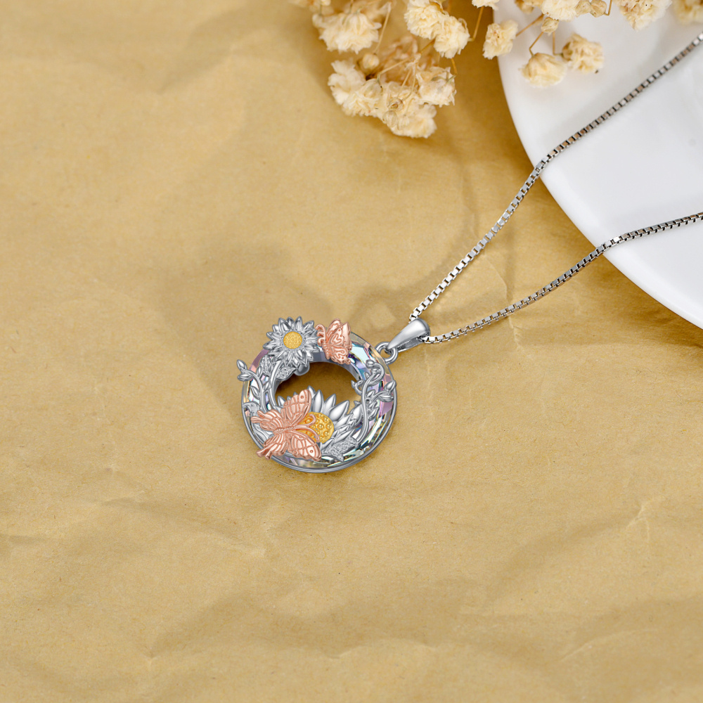 Collier pendentif en cristal de tournesol en argent sterling-5
