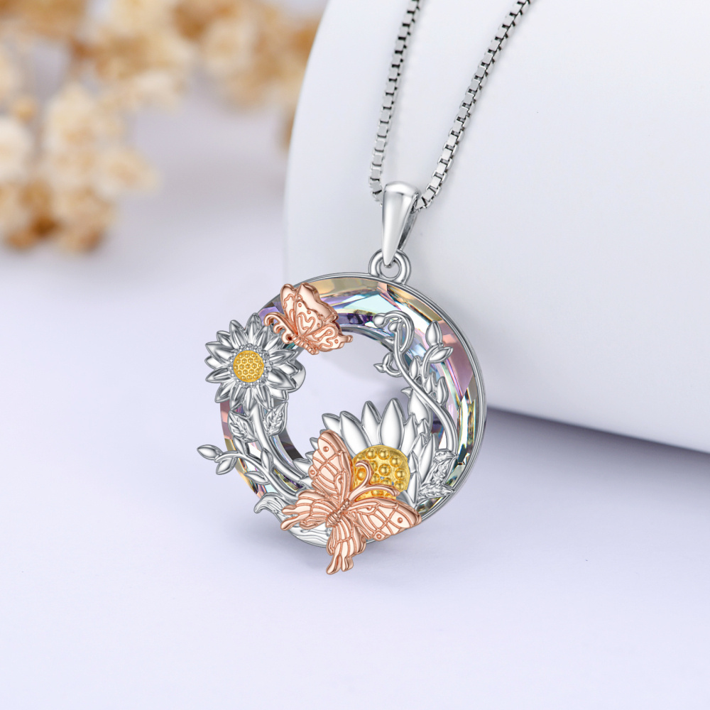 Collier pendentif en cristal de tournesol en argent sterling-6