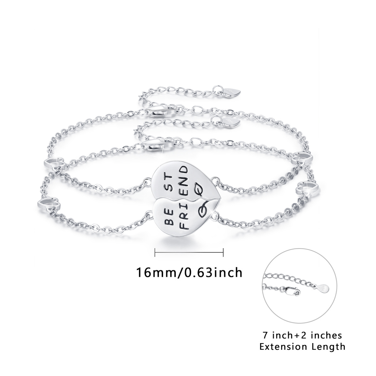 Sterling Silver Sunflower & Heart Charm Bracelet-6