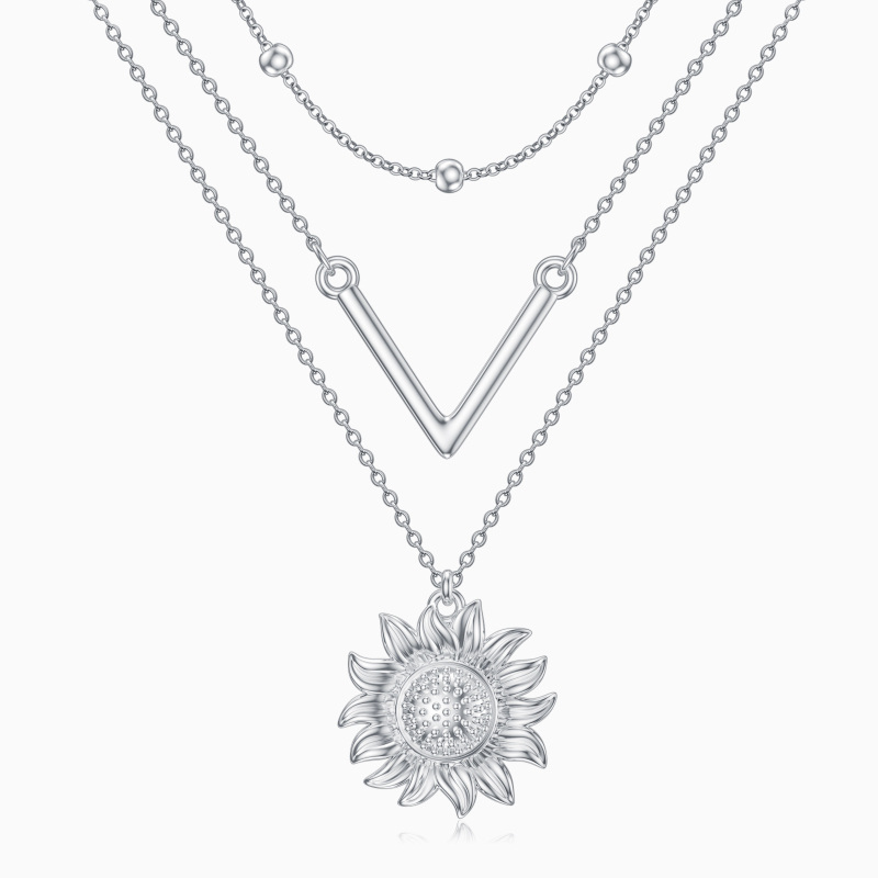 Collier superposé en argent Sterling Sunflower