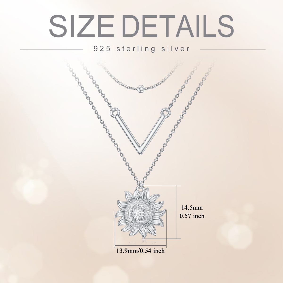 Sterling Silver Sunflower Layered Necklace-5