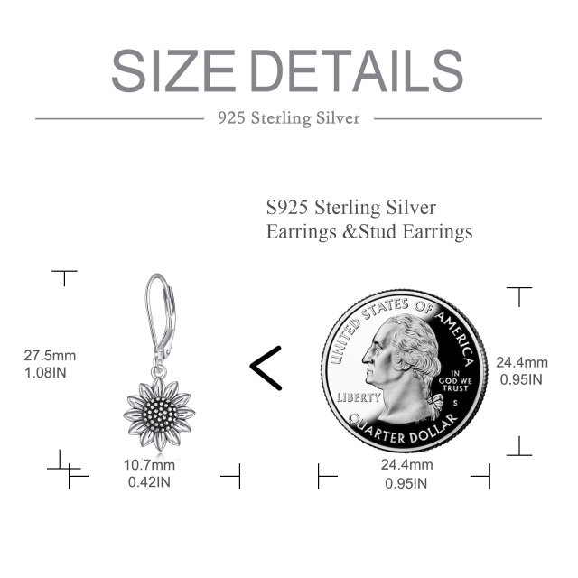 Sterling Silber Sonnenblumen-Ohrringe mit Klappverschluss-5