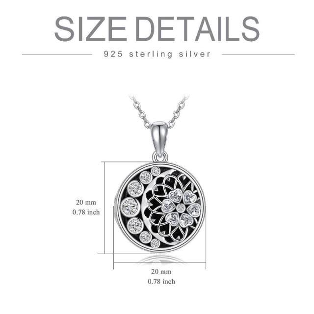 Sterling zilveren cubic zirconia zonnebloem en maan hanger ketting-6