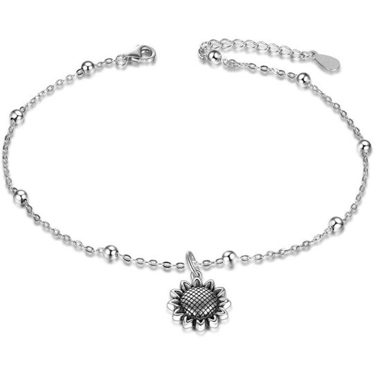 Sterling Silver Sunflower Pendant Bracelet-1