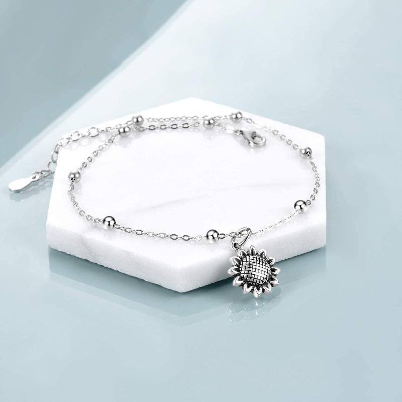 Sterling Silver Sunflower Charm Bracelet-3